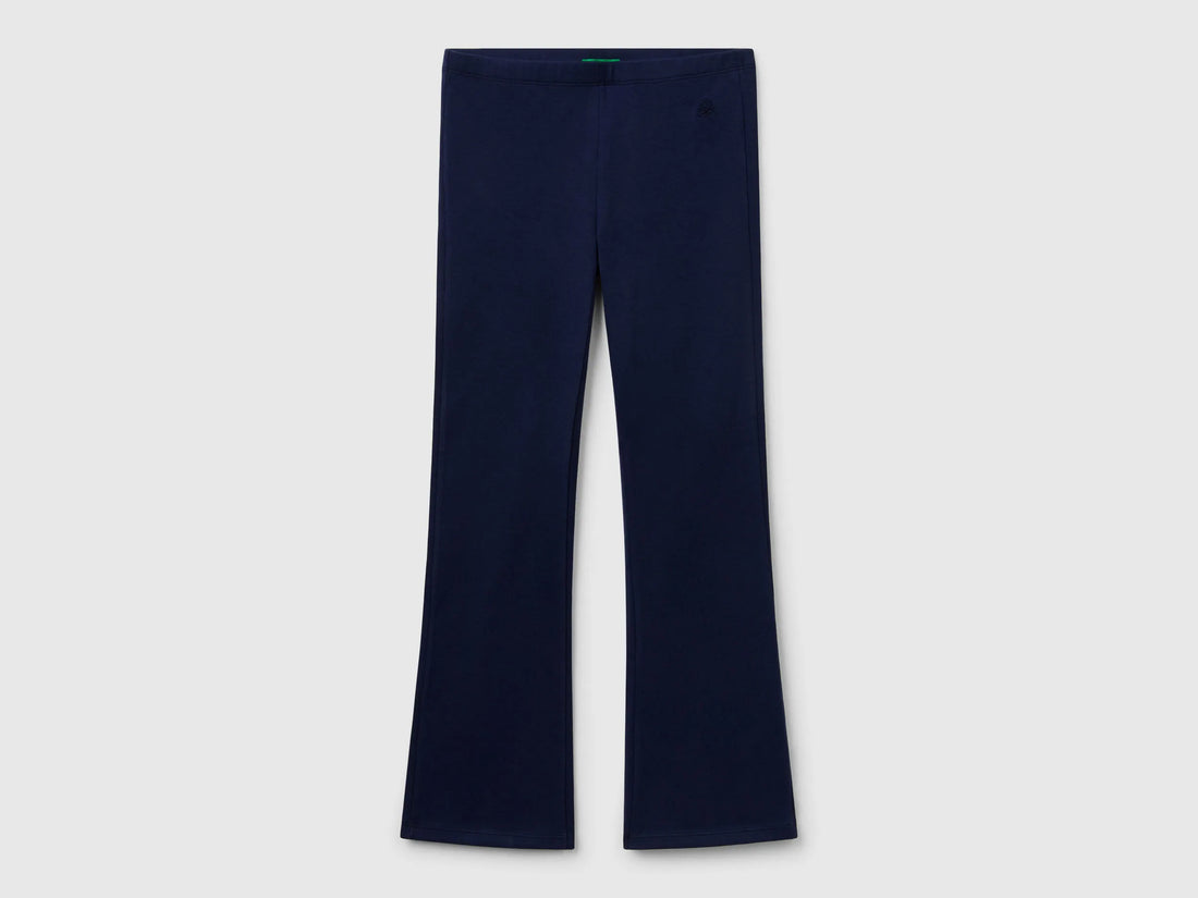 Benetton Dark Blue Girls Flared Leggings in Stretch Cotton SKU: 3MT1CF037_252 Image 01