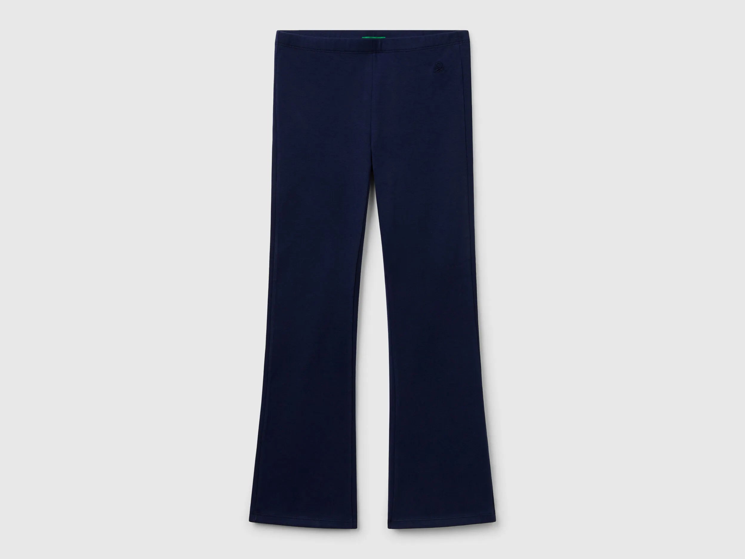Benetton Dark Blue Girls Flared Leggings in Stretch Cotton SKU: 3MT1CF037_252 Image 01