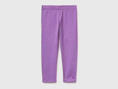 Benetton Purple Girls Leggings in Stretch Cotton with Logo SKU: 3MT1GF01L_03L Image 01