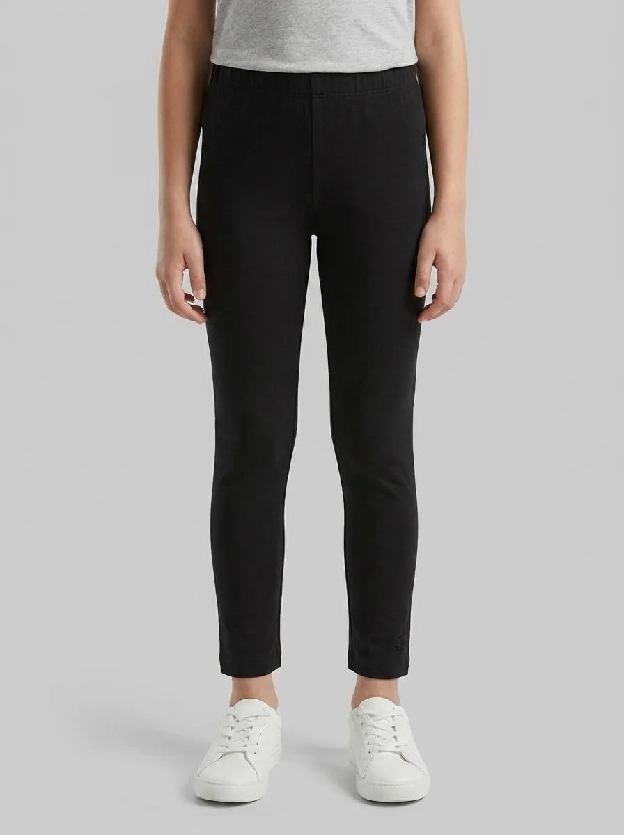 Benetton Black Girls Stretch Cotton Leggings SKU: 3MT1GF01L_100 Image 00
