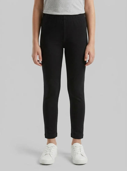 Benetton Black Girls Stretch Cotton Leggings SKU: 3MT1GF01L_100 Image 00