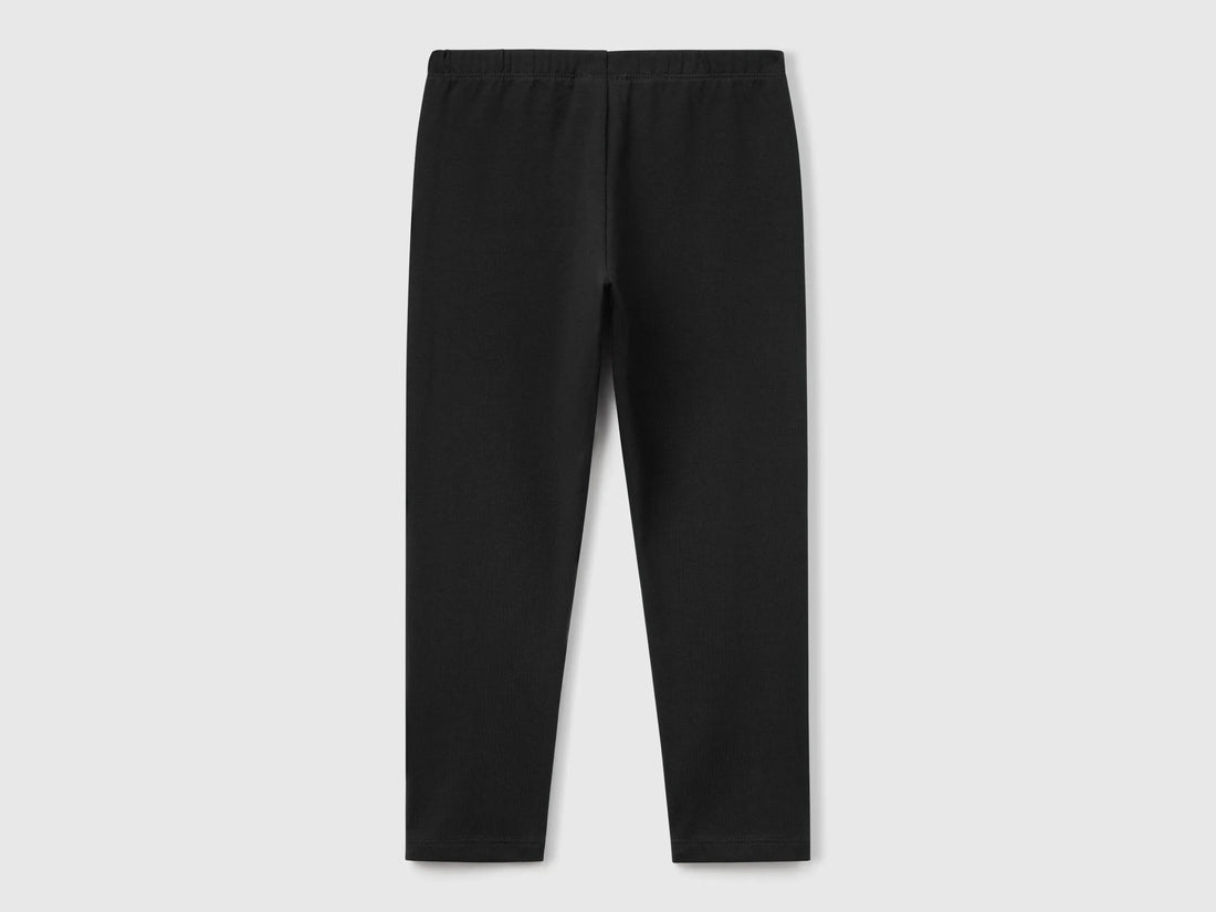 Benetton Black Girls Stretch Cotton Leggings SKU: 3MT1GF01L_100 Image 02