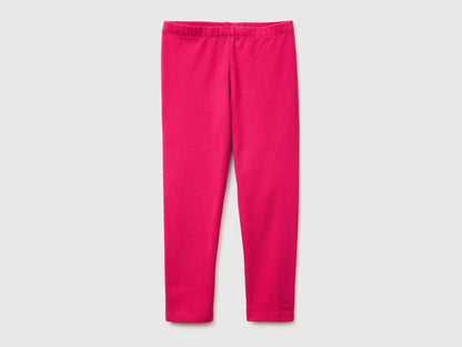 Benetton Fuchsia Girls Leggings in Stretch Cotton with Logo SKU: 3MT1GF01L_12E Image 01