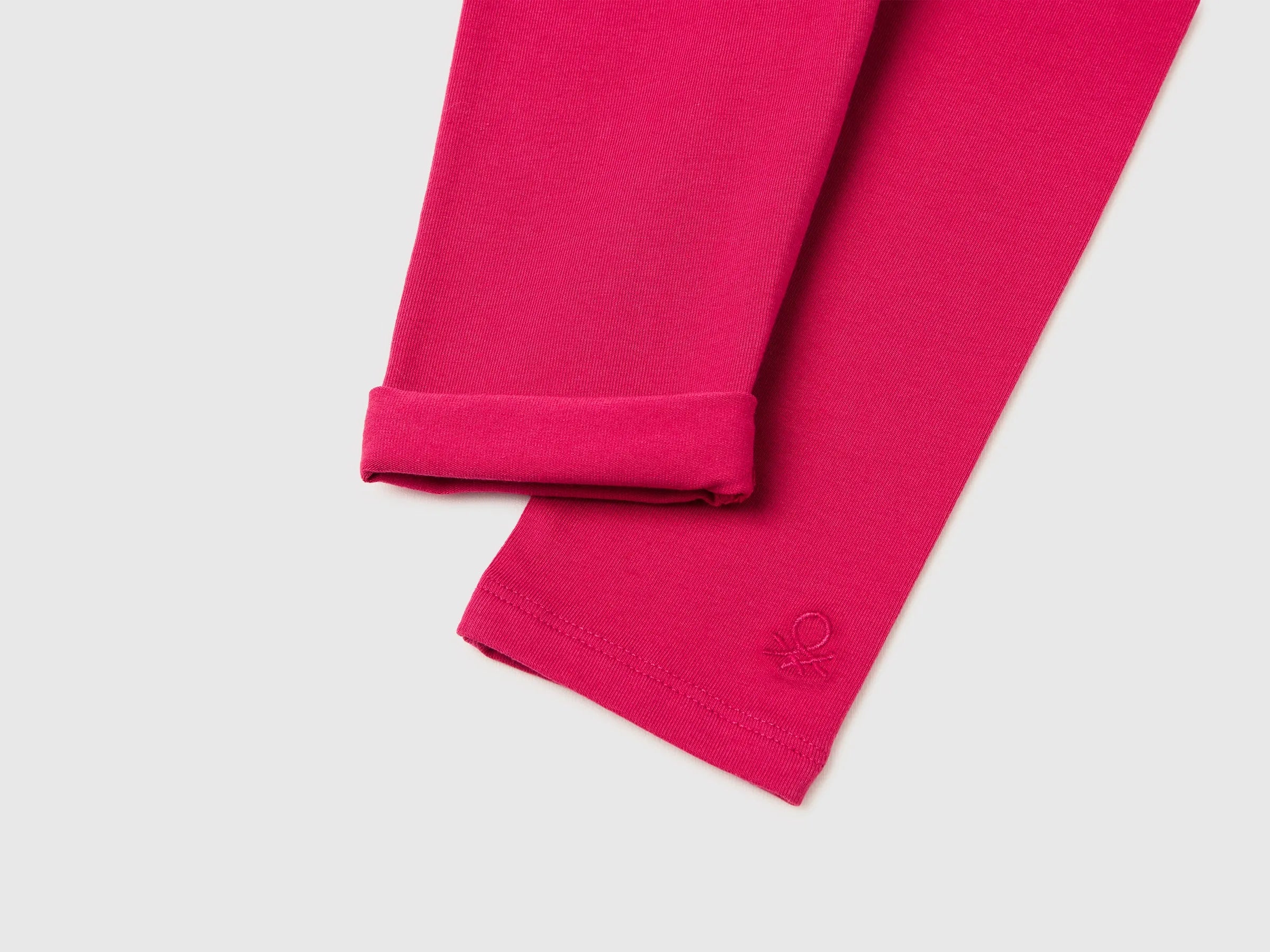 Benetton Fuchsia Girls Leggings in Stretch Cotton with Logo SKU: 3MT1GF01L_12E Image 03