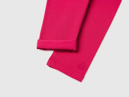 Benetton Fuchsia Girls Leggings in Stretch Cotton with Logo SKU: 3MT1GF01L_12E Image 03