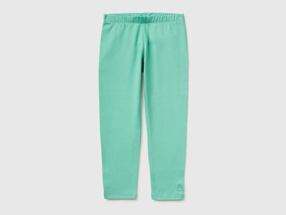 Benetton Aqua Girls Leggings in Stretch Cotton with Logo SKU: 3MT1GF01L_13D Image 01