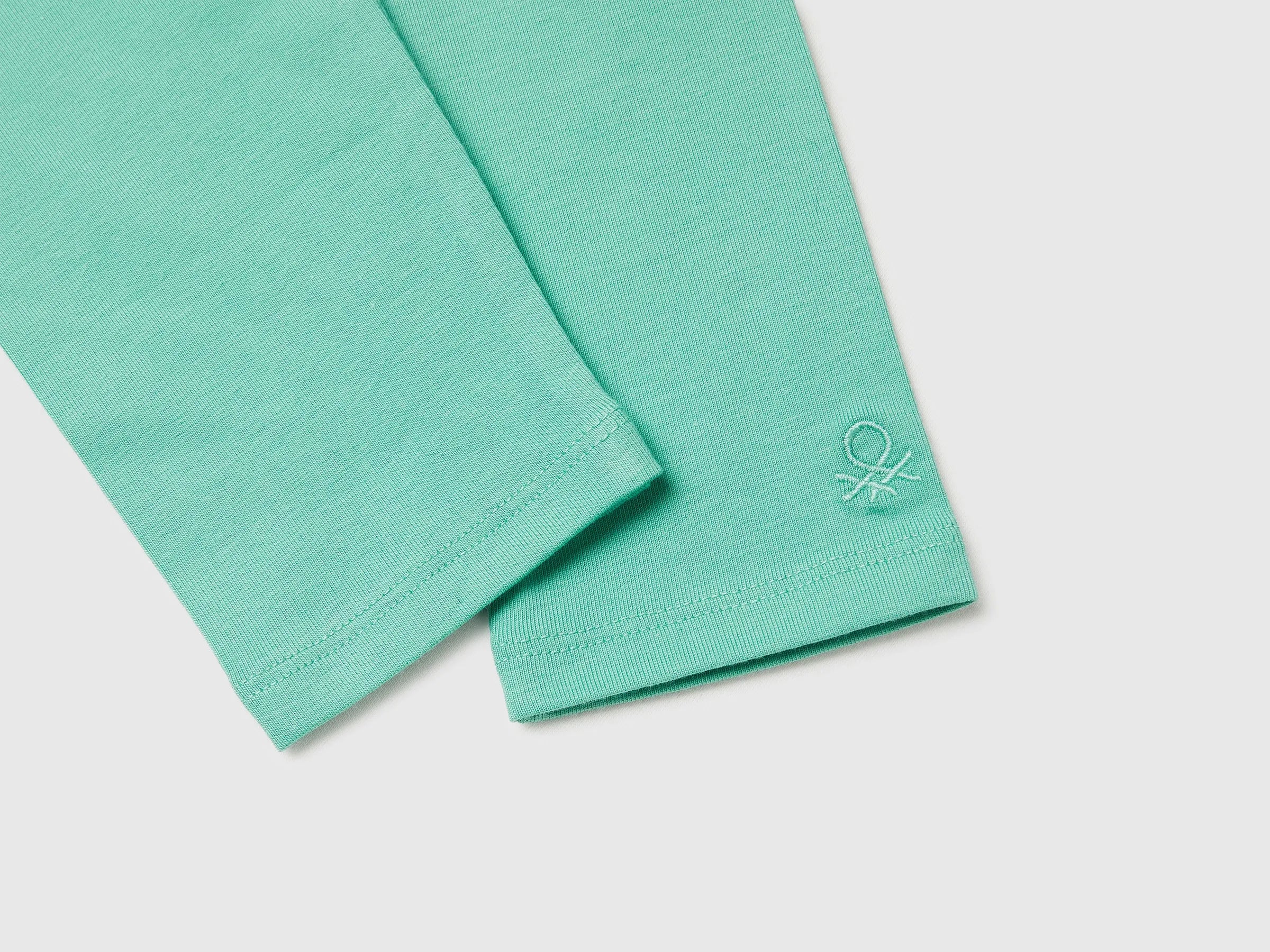 Benetton Aqua Girls Leggings in Stretch Cotton with Logo SKU: 3MT1GF01L_13D Image 03