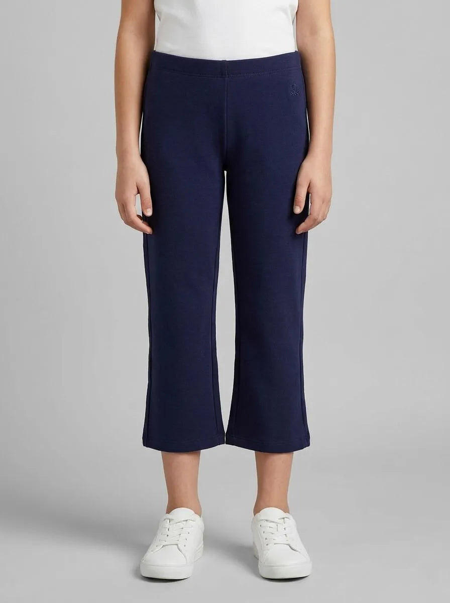 Benetton Dark Blue Girls Stretch Cotton Flared Leggings SKU: 3MT1GF028_252 Image 00