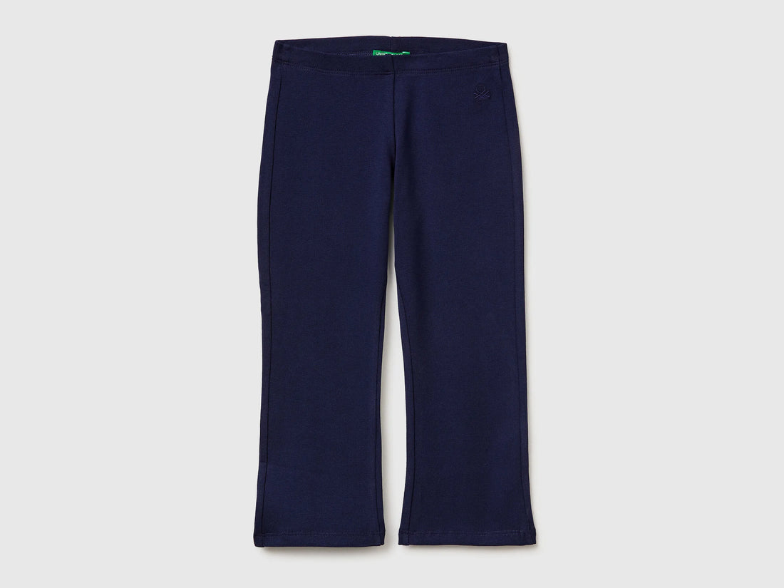 Benetton Dark Blue Girls Stretch Cotton Flared Leggings SKU: 3MT1GF028_252 Image 01