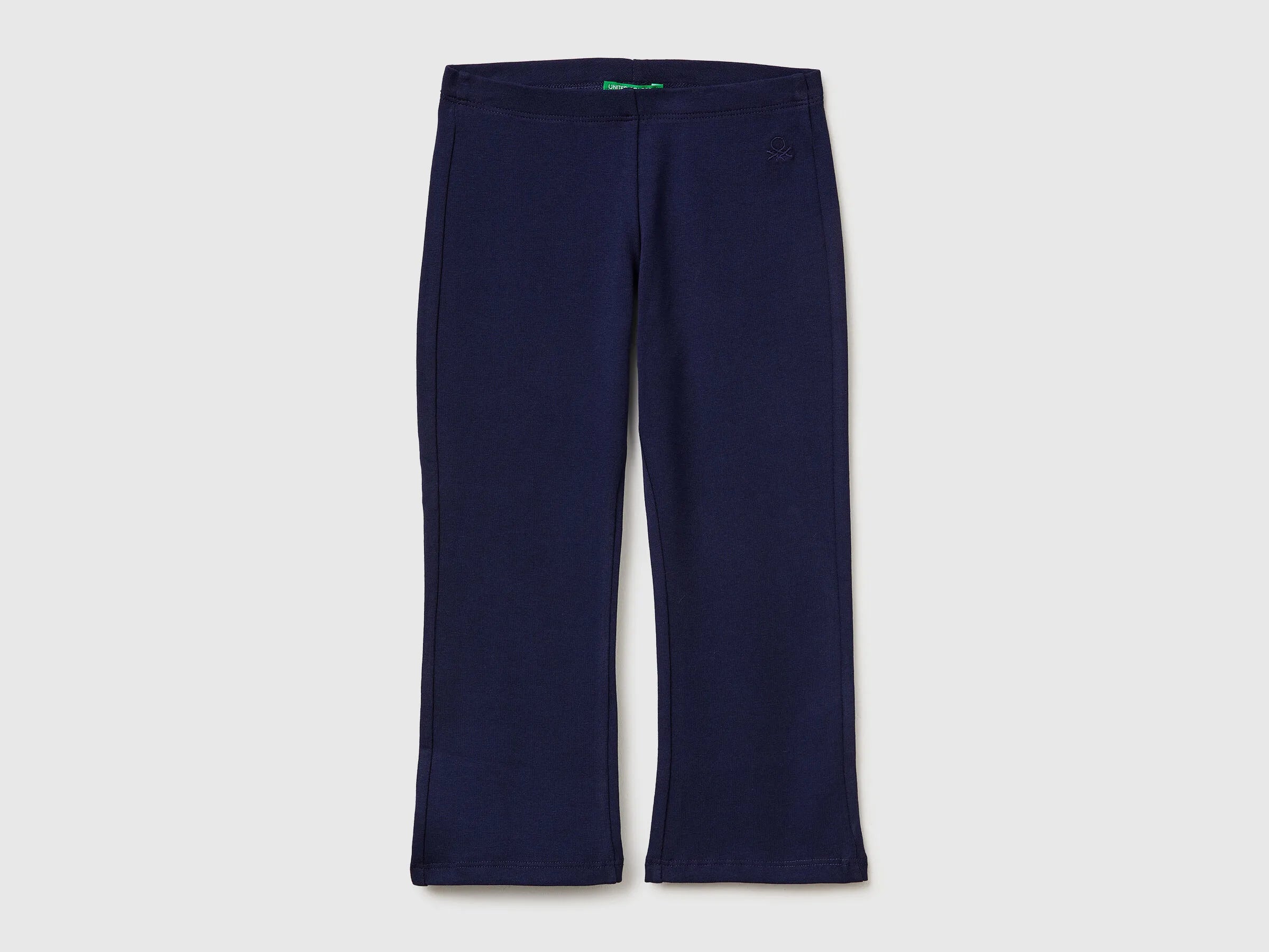 Benetton Dark Blue Girls Stretch Cotton Flared Leggings SKU: 3MT1GF028_252 Image 01