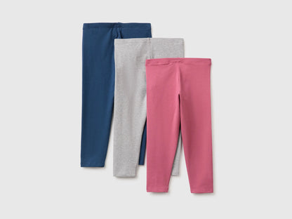 Benetton Multi-Color Girls Three Stretch Cotton Leggings SKU: 3MT1GF055_906 Image 02