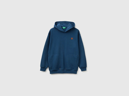 Benetton Dark Blue Boys Oversized Hooded Sweatshirt SKU: 3NBMC205Q_37T Image 01