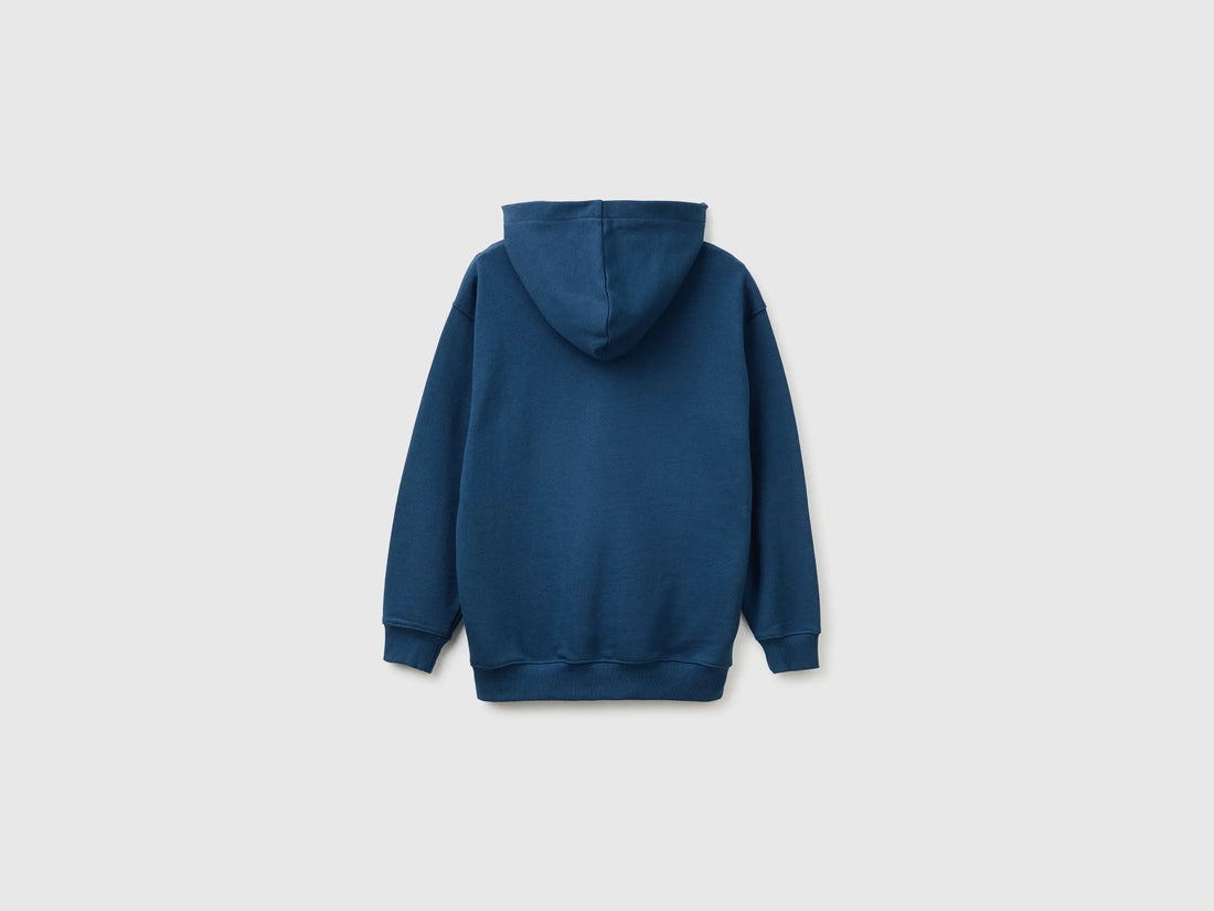 Benetton Dark Blue Boys Oversized Hooded Sweatshirt SKU: 3NBMC205Q_37T Image 02