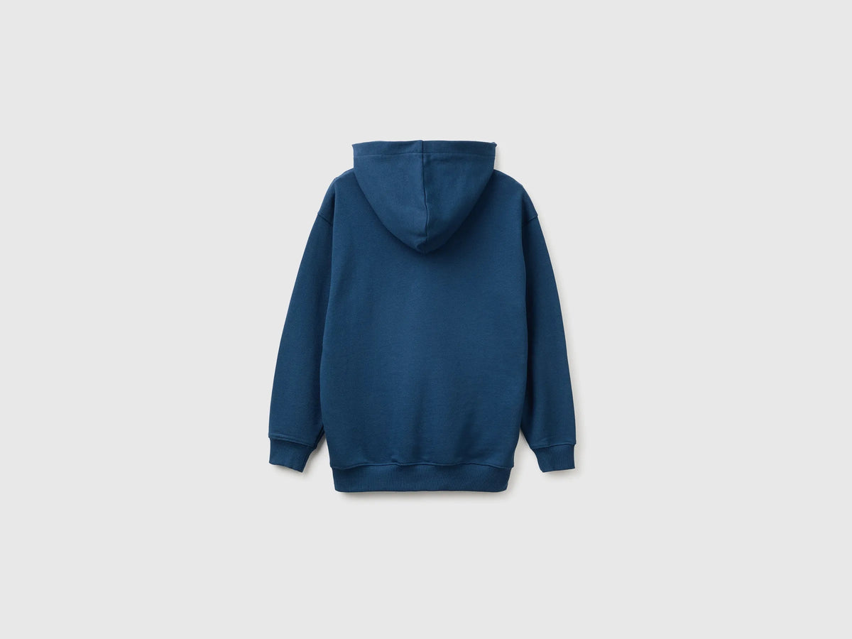 Benetton Dark Blue Boys Oversized Hooded Sweatshirt SKU: 3NBMC205Q_37T Image 02