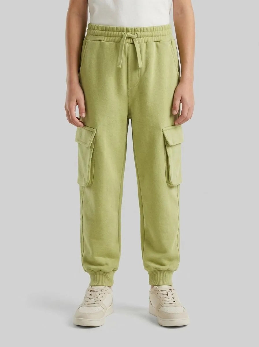 Benetton Military Green Boys Fleece Cargo Joggers SKU: 3NBMCF06I_1Q1 Image 00