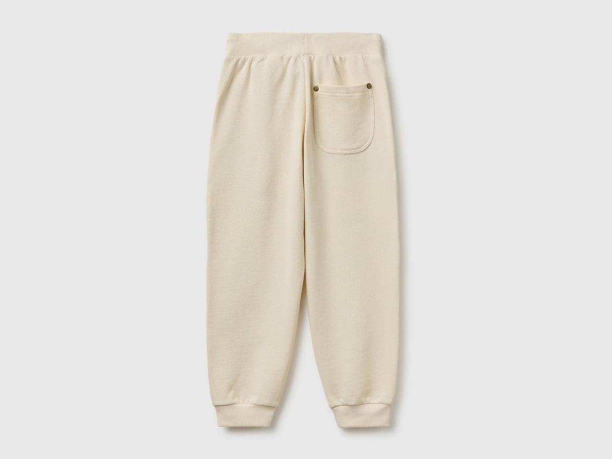Benetton Creamy White Boys Fleece Joggers SKU: 3NBMCF06Z_3C9 Image 02