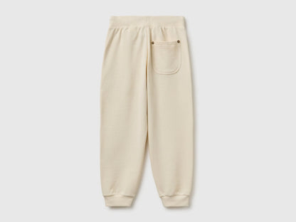 Benetton Creamy White Boys Fleece Joggers SKU: 3NBMCF06Z_3C9 Image 02