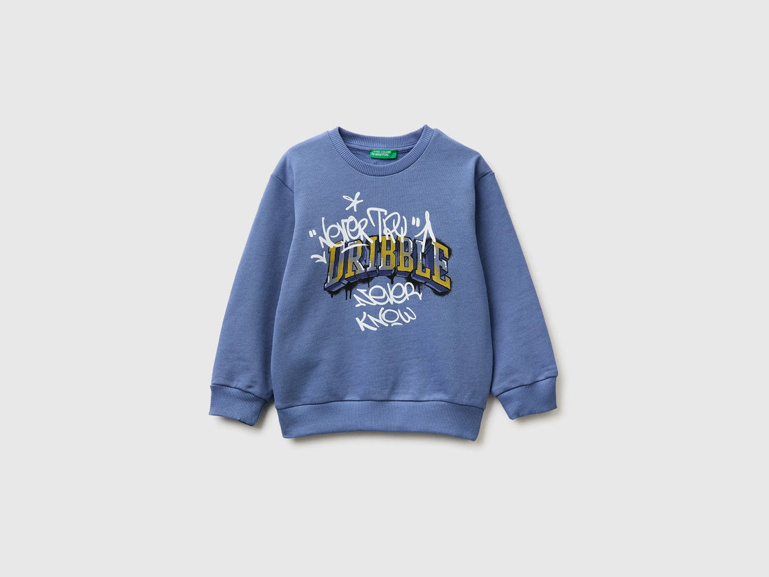 Benetton Air force blue Boys Oversized Sweatshirt with Print SKU: 3NBMG10M9_05N Image 01