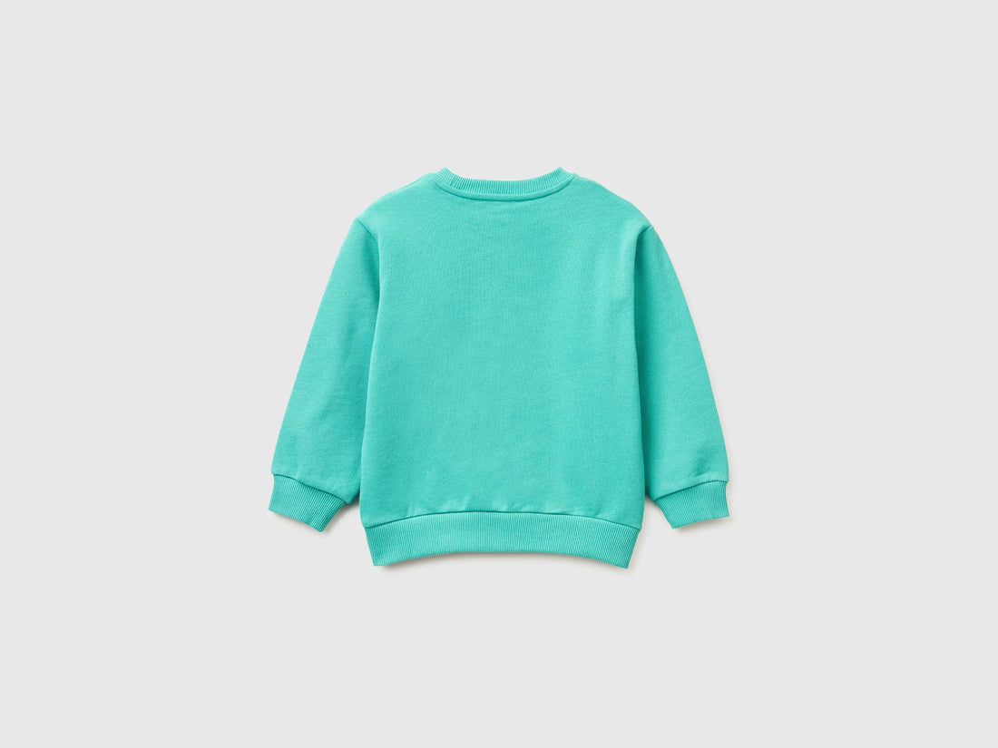 Benetton Light green Boys Oversized Sweatshirt with Print SKU: 3NBMG10M9_08N Image 02