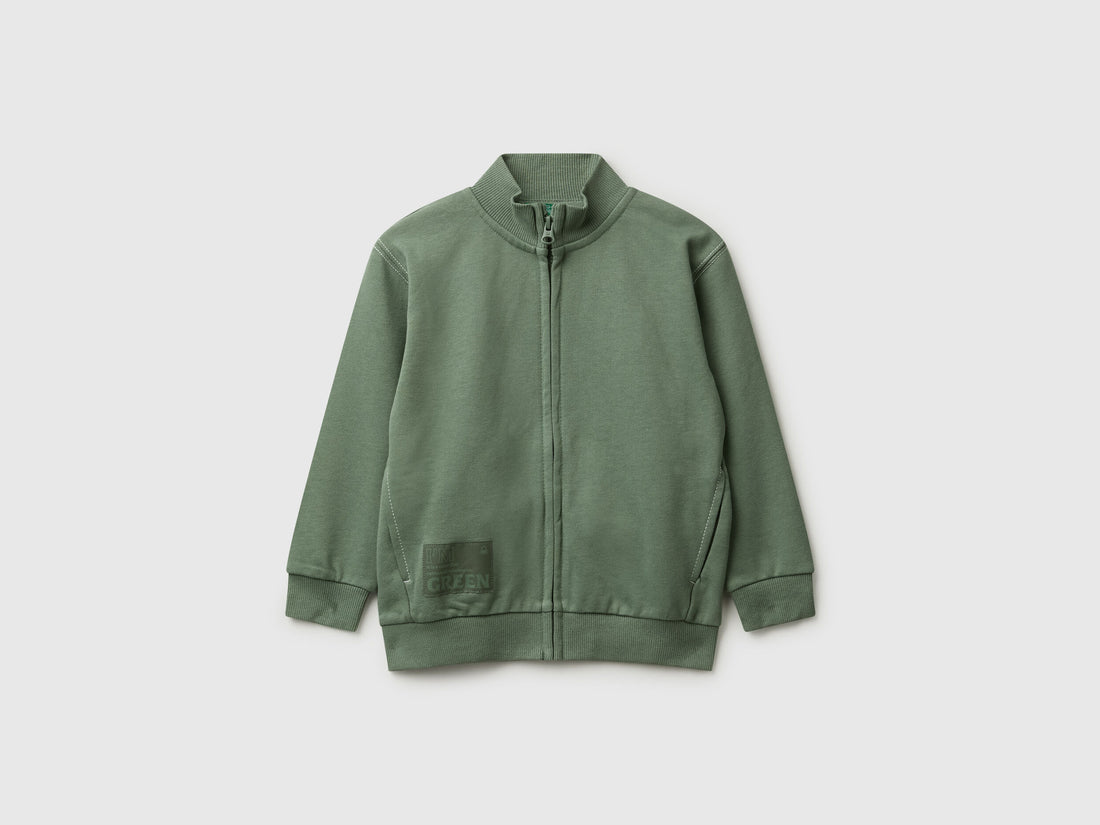 Benetton_Military Green_Zip-Up Sweatshirt with Thick Print_3NBMG5042_075_01