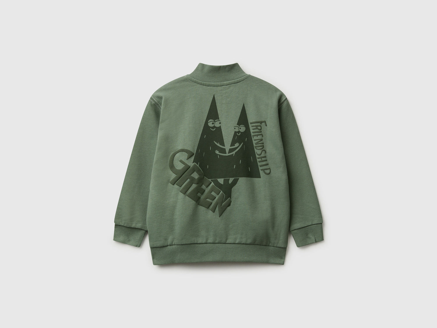 Benetton_Military Green_Zip-Up Sweatshirt with Thick Print_3NBMG5042_075_02