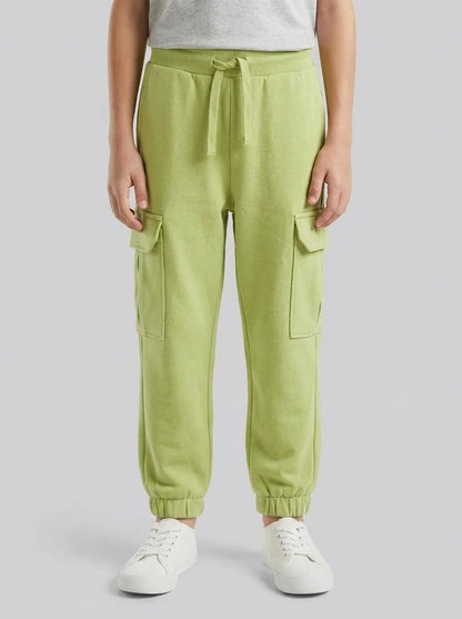 Benetton Military Green Boys Fleece Cargo Joggers SKU: 3NBMGF045_1Q1 Image 00