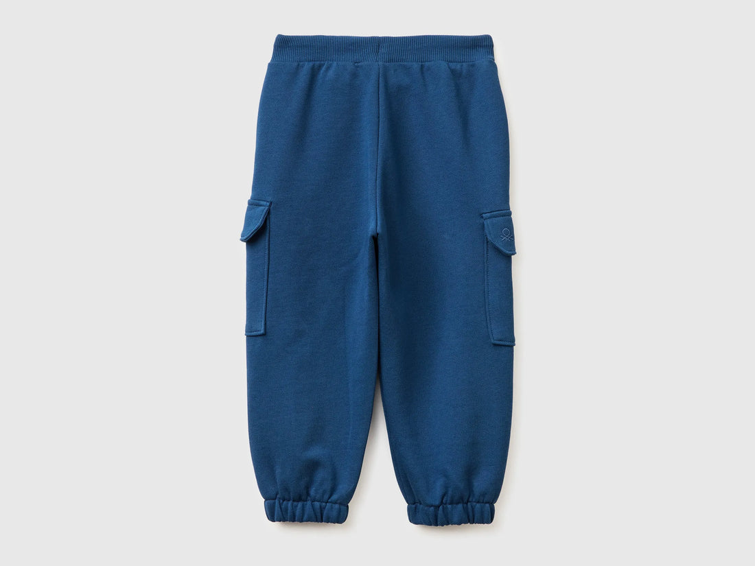 Benetton Dark blue Boys Fleece Cargo Joggers SKU: 3NBMGF045_37T Image 02