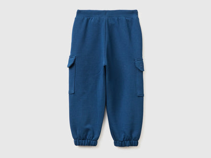 Benetton Dark blue Boys Fleece Cargo Joggers SKU: 3NBMGF045_37T Image 02