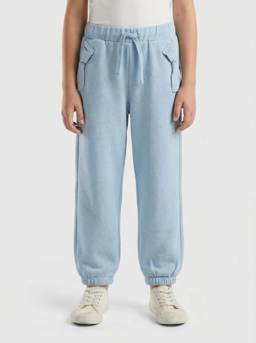 Benetton Light Blue Girls Sweatpants with Bows SKU: 3NBMGF05D_12C Image 00