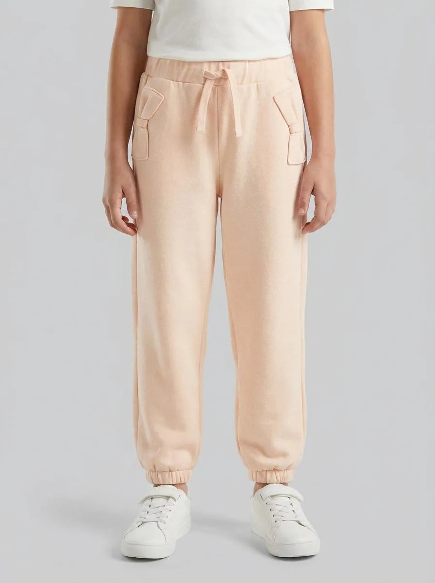 Benetton Soft Pink Girls Sweatpants with Bows SKU: 3NBMGF05D_20Y Image 00