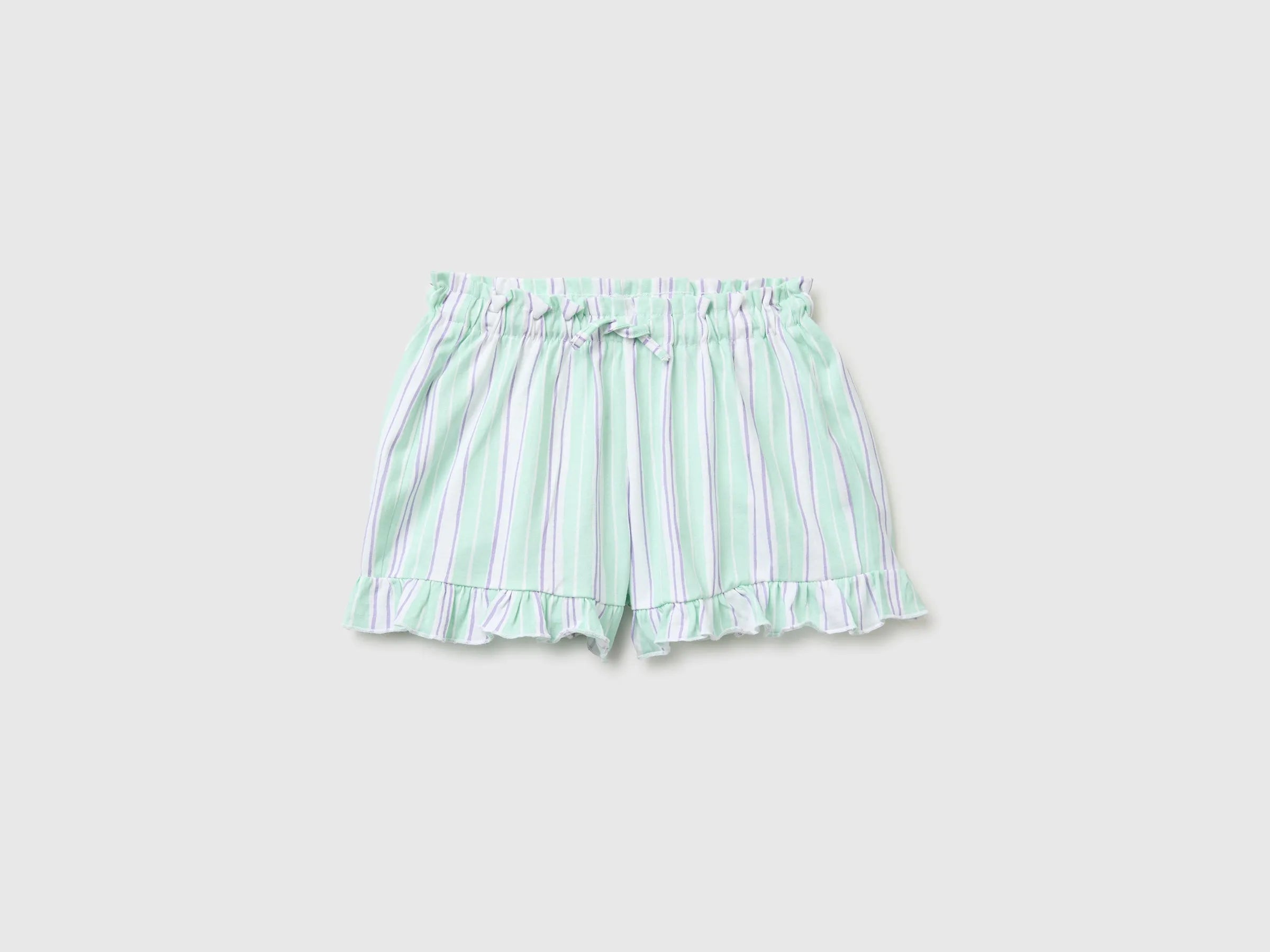 Benetton Multi-Color Girls Printed Shorts with Ruffles SKU: 3P0UG9029_73G Image 01