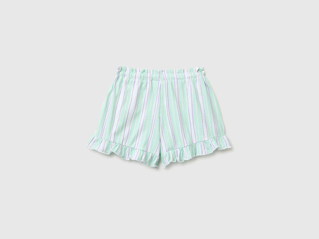 Benetton Multi-Color Girls Printed Shorts with Ruffles SKU: 3P0UG9029_73G Image 02