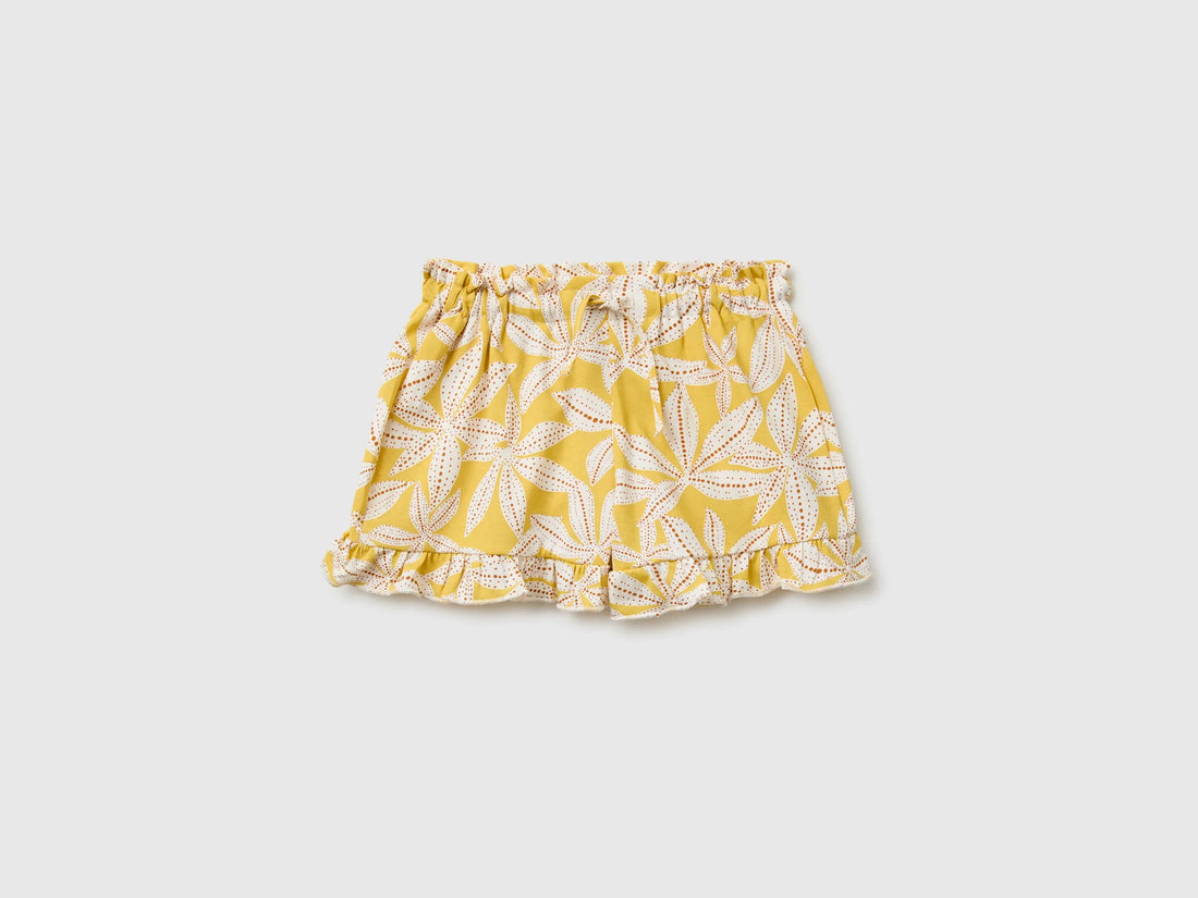 Benetton Multi-Color Girls Printed Shorts with Ruffles SKU: 3P0UG9029_73K Image 01