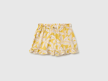 Benetton Multi-Color Girls Printed Shorts with Ruffles SKU: 3P0UG9029_73K Image 01