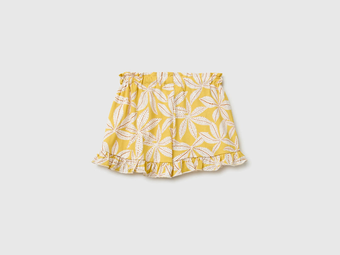 Benetton Multi-Color Girls Printed Shorts with Ruffles SKU: 3P0UG9029_73K Image 02