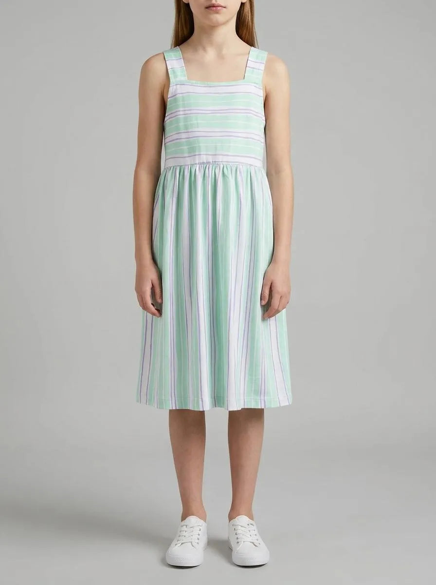 Benetton Aqua Girls Printed Dress SKU: 3P0UGV013_73G Image 00