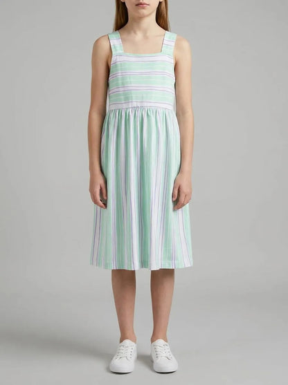 Benetton Aqua Girls Printed Dress SKU: 3P0UGV013_73G Image 00