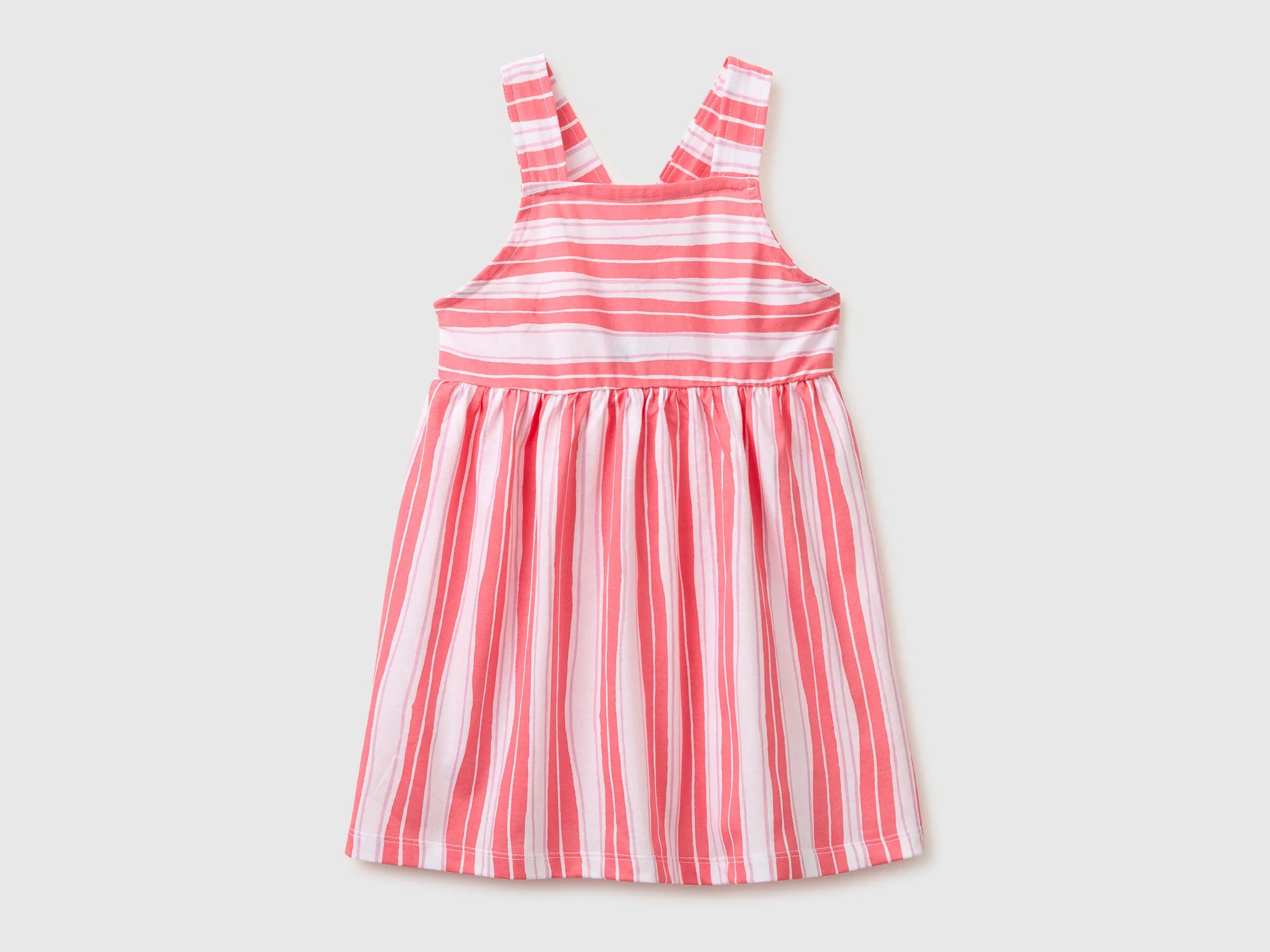 Benetton Orange Coral Girls Printed Dress SKU: 3P0UGV013_73H Image 01