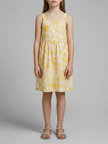 Benetton Mustard Girls Printed Dress SKU: 3P0UGV013_73K Image 00