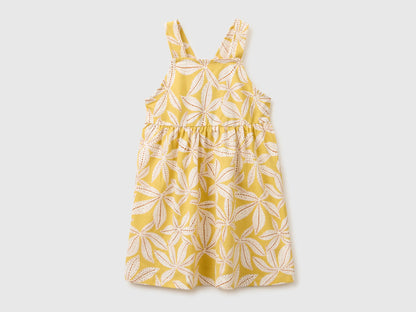 Benetton Mustard Girls Printed Dress SKU: 3P0UGV013_73K Image 01