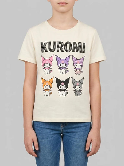 Benetton Creamy White Girls Kuromi Hello Kitty T-Shirt SKU: 3P4ZC10SQ_00E Image 00