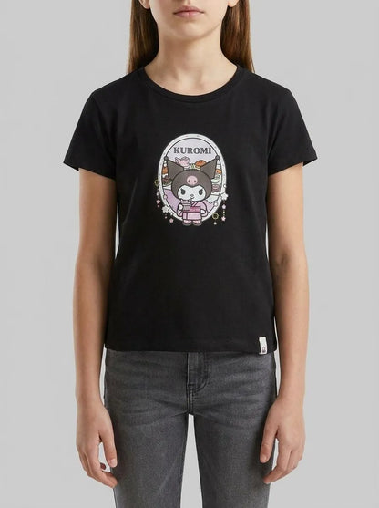 Benetton Black Girls Kuromi Hello Kitty T-Shirt SKU: 3P4ZC10SQ_100 Image 00