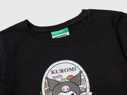 Benetton Black Girls Kuromi Hello Kitty T-Shirt SKU: 3P4ZC10SQ_100 Image 03