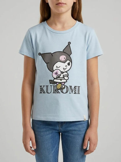 Benetton Light Blue Girls Kuromi Hello Kitty T-Shirt SKU: 3P4ZC10SQ_12C Image 00