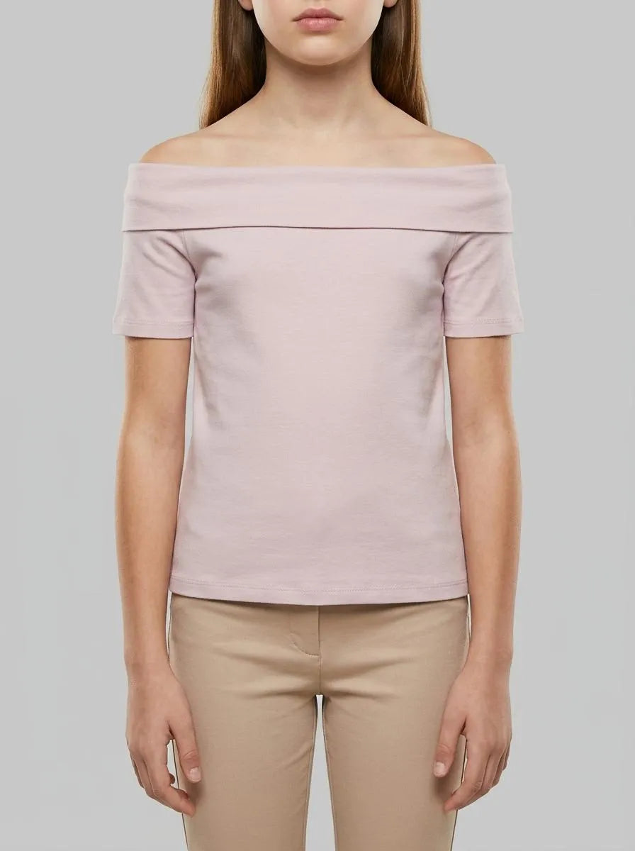 Benetton Pink Girls Boat-Neck T-Shirt SKU: 3P4ZC10T4_0C3 Image 00