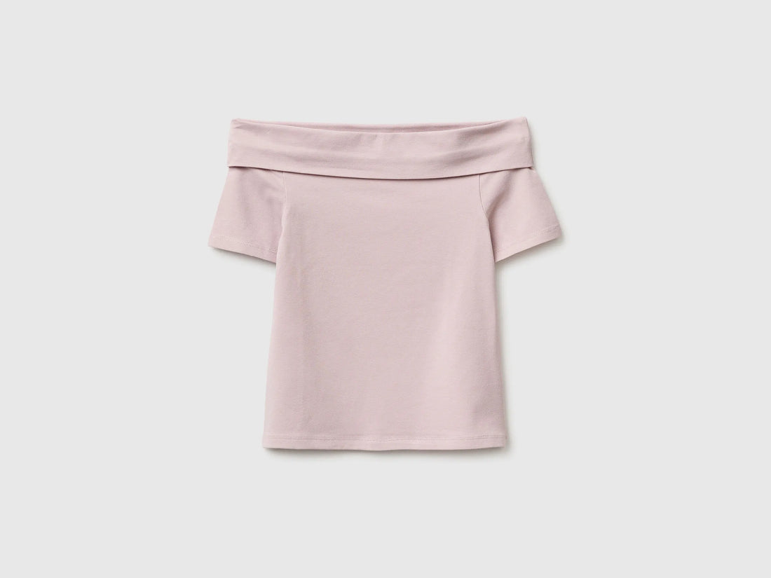 Benetton Pink Girls Boat-Neck T-Shirt SKU: 3P4ZC10T4_0C3 Image 01
