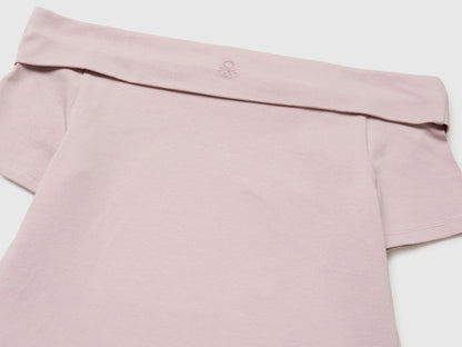 Benetton Pink Girls Boat-Neck T-Shirt SKU: 3P4ZC10T4_0C3 Image 03