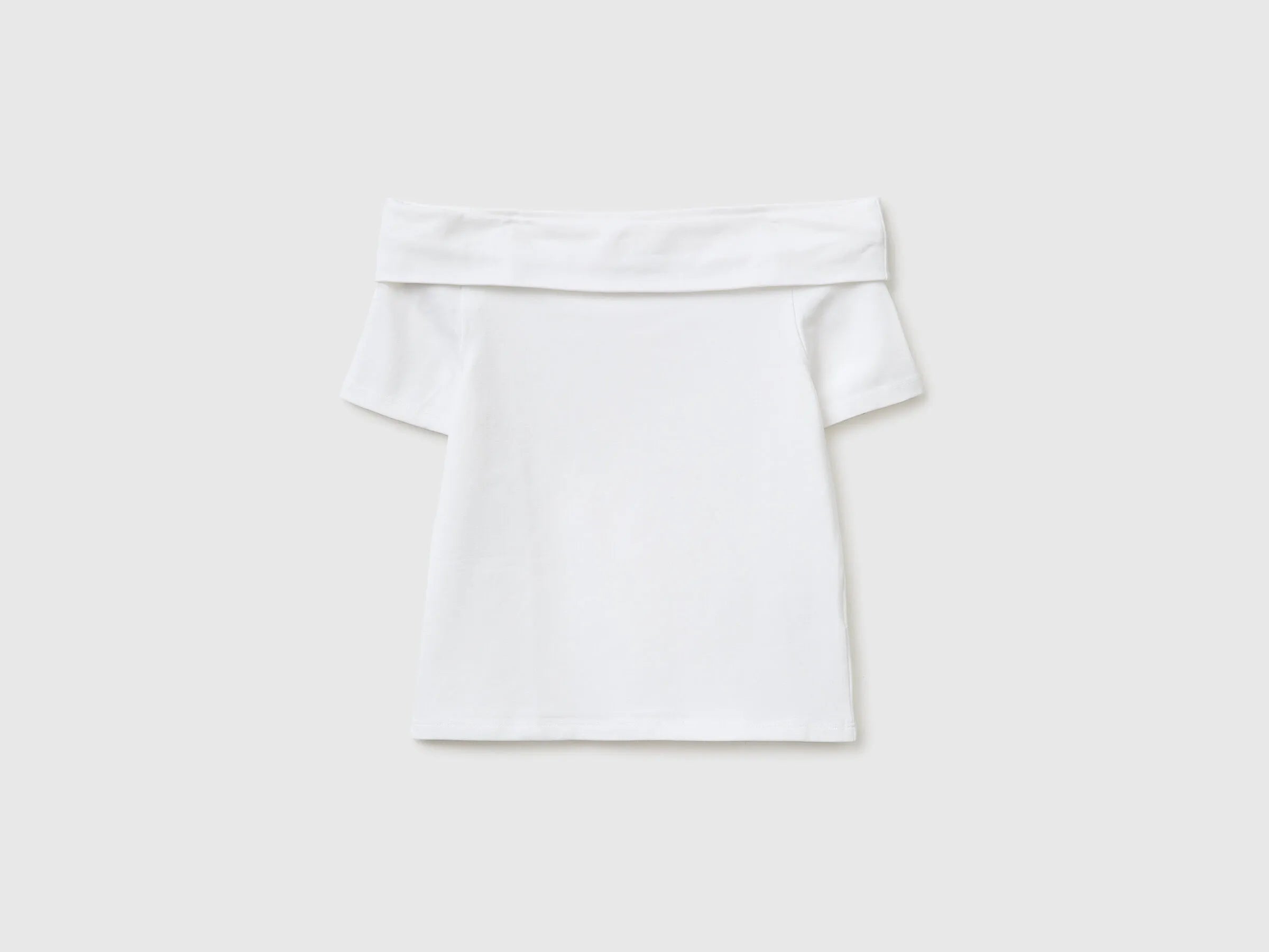 Benetton White Girls Boat-Neck T-Shirt SKU: 3P4ZC10T4_101 Image 01