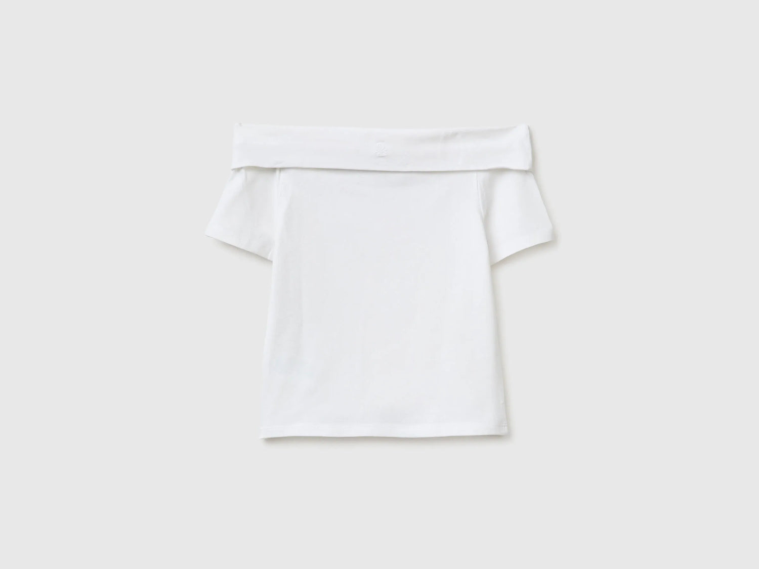 Benetton White Girls Boat-Neck T-Shirt SKU: 3P4ZC10T4_101 Image 02