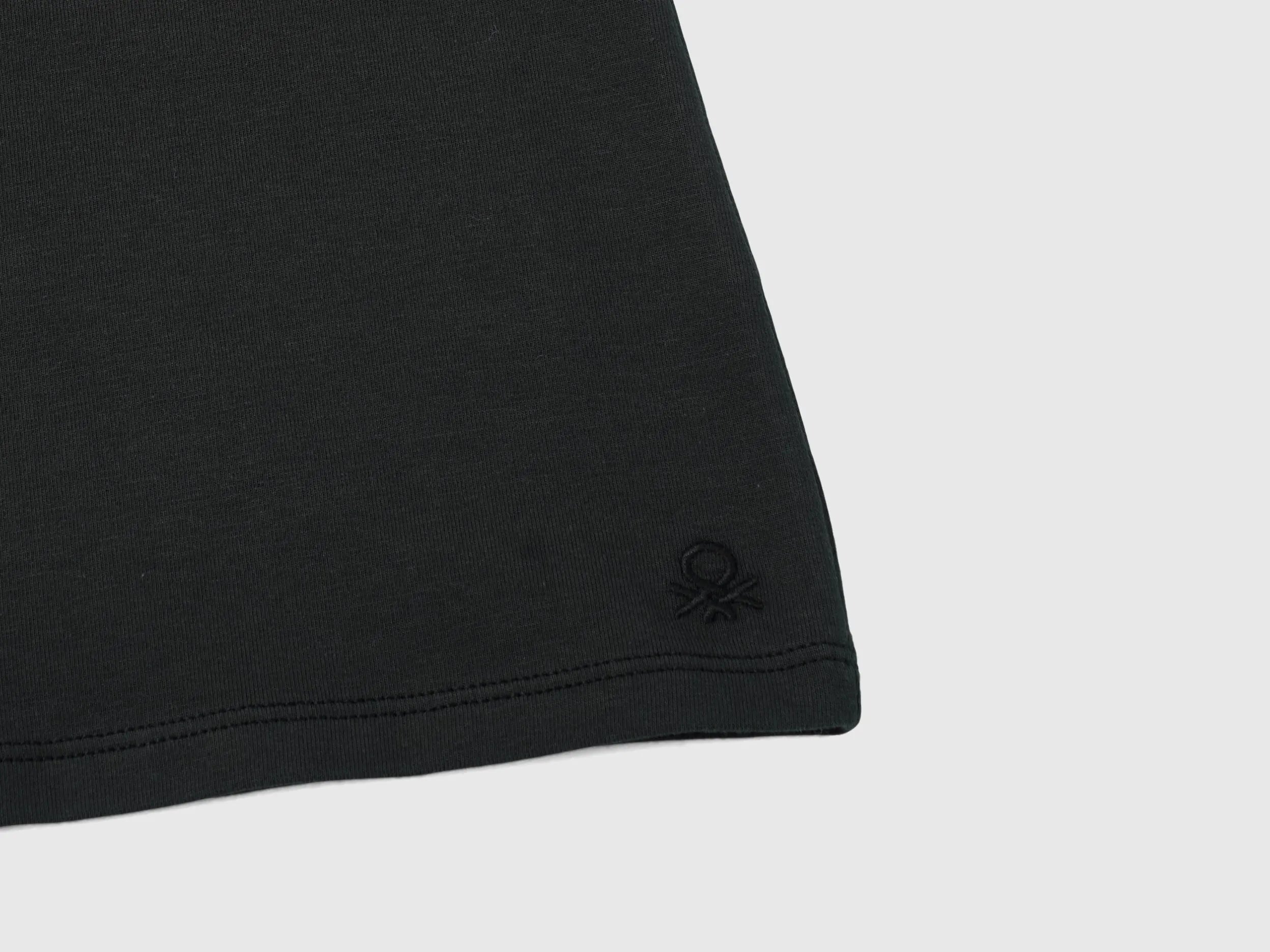 Benetton Black Girls Stretch T-Shirt with High Neck SKU: 3P4ZC202N_100 Image 03